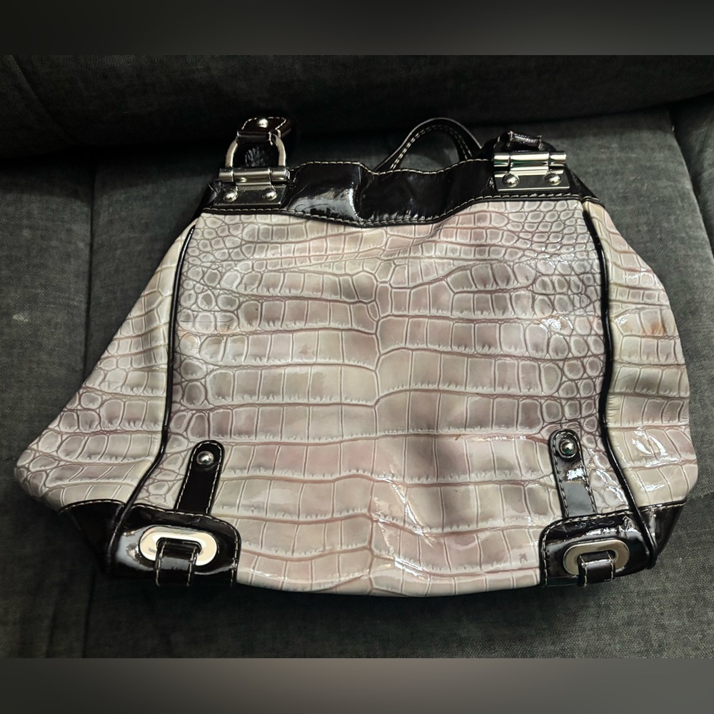 Vintage Rafe New York Shoulder Bag - crocodile pattern in pink, beige, and brown - Picture 2 of 6